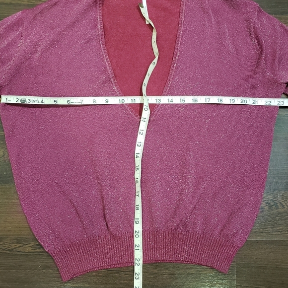 Free People Rose Sparkle Deep V-Neck Sweater Long Sleeve Linen Blend Size Large - Picture 11 of 13